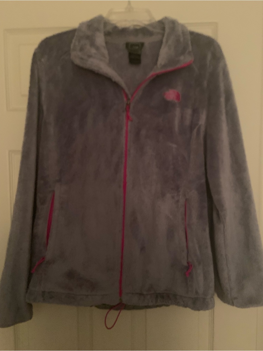 The North Face Women's Gray Fleece Jacket with Pink Accents, size women’s large